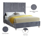 Candace Grey Velvet King Bed from Meridian - Luna Furniture