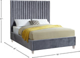 Candace Grey Velvet King Bed from Meridian - Luna Furniture