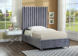 Candace Grey Velvet Twin Bed from Meridian - Luna Furniture