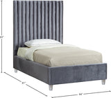 Candace Grey Velvet Twin Bed from Meridian - Luna Furniture