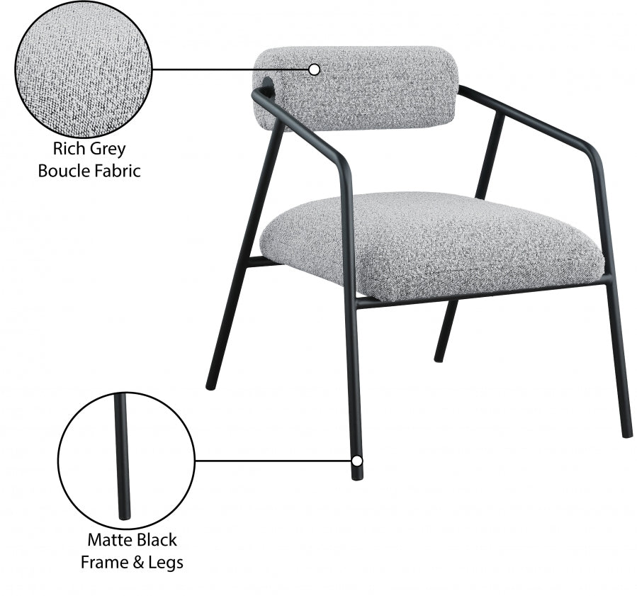 Carly Grey Boucle Fabric Accent Chair from Meridian - Luna Furniture