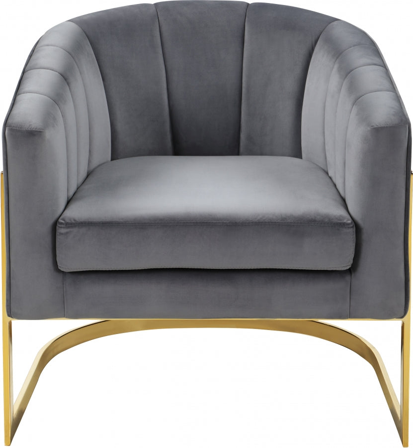 Carter Grey Velvet Accent Chair from Meridian - Luna Furniture