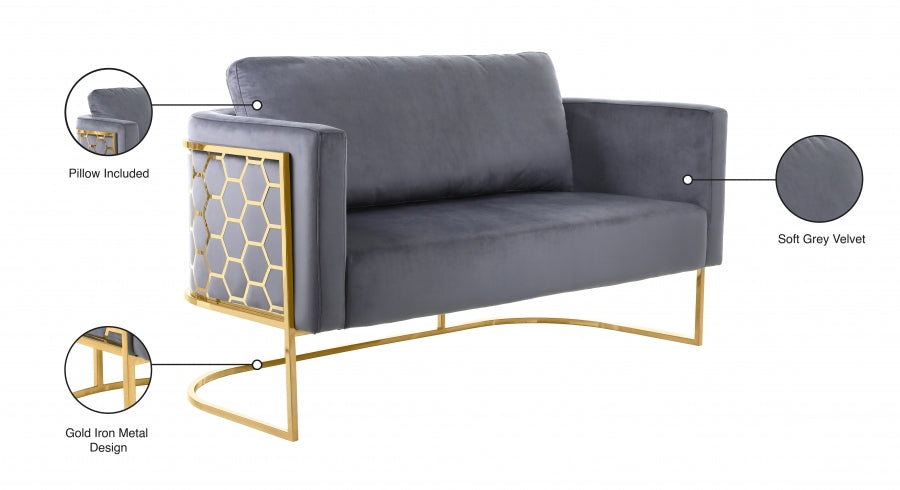 Casa Grey Velvet Loveseat from Meridian - Luna Furniture