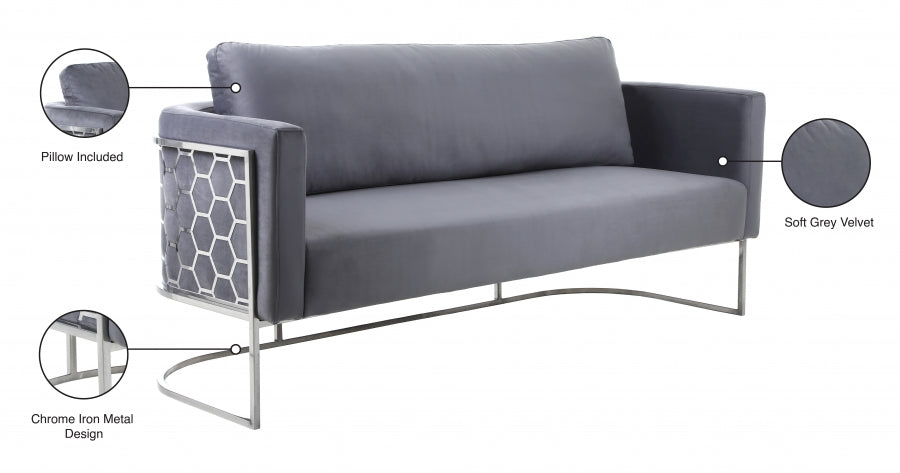 Casa Grey Velvet Sofa from Meridian - Luna Furniture