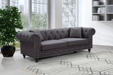 Chesterfield Grey Linen Textured Sofa from Meridian - Luna Furniture