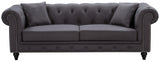 Chesterfield Grey Linen Textured Sofa from Meridian - Luna Furniture