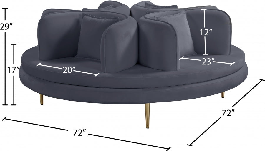 Circlet Grey Velvet Roundabout Sofa from Meridian - Luna Furniture