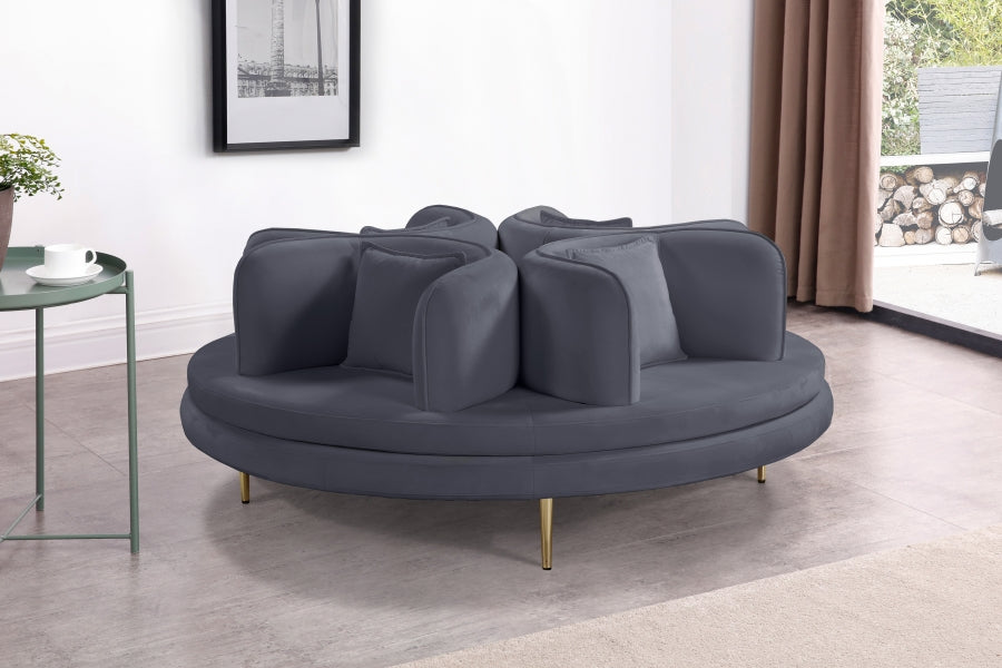 Circlet Grey Velvet Roundabout Sofa from Meridian - Luna Furniture