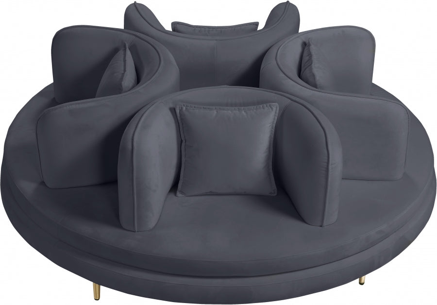 Circlet Grey Velvet Roundabout Sofa from Meridian - Luna Furniture