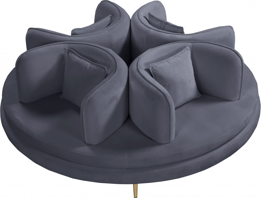 Circlet Grey Velvet Roundabout Sofa from Meridian - Luna Furniture