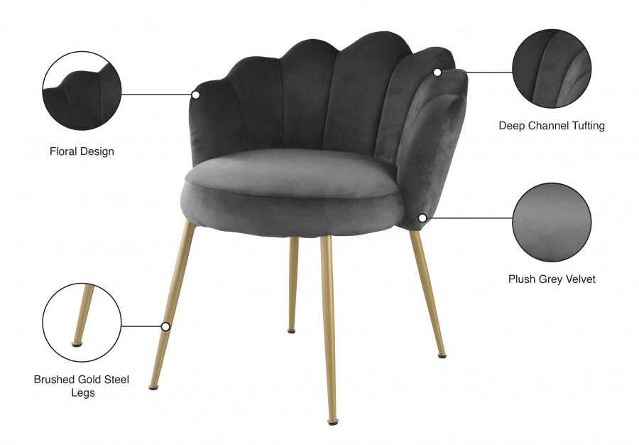 Claire Grey Velvet Accent Chair / Dining Chair from Meridian - Luna Furniture