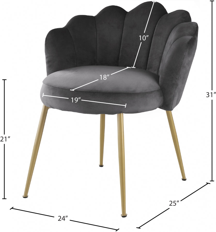 Claire Grey Velvet Accent Chair / Dining Chair from Meridian - Luna Furniture