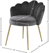 Claire Grey Velvet Accent Chair / Dining Chair from Meridian - Luna Furniture