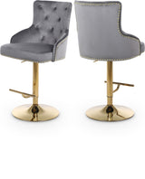 Claude Grey/Gold Velvet Adjustable Bar | Counter Stool from Meridian - Luna Furniture