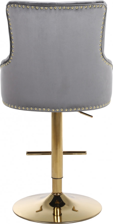 Claude Grey/Gold Velvet Adjustable Bar | Counter Stool from Meridian - Luna Furniture