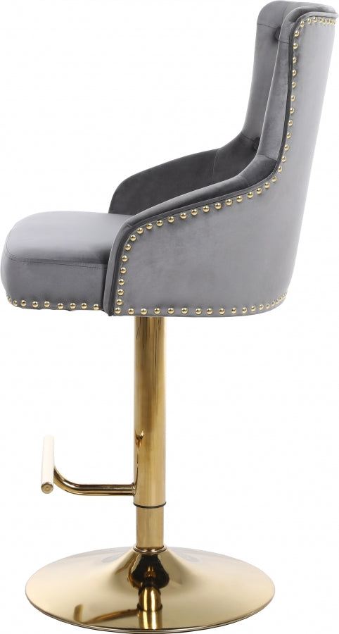 Claude Grey/Gold Velvet Adjustable Bar | Counter Stool from Meridian - Luna Furniture