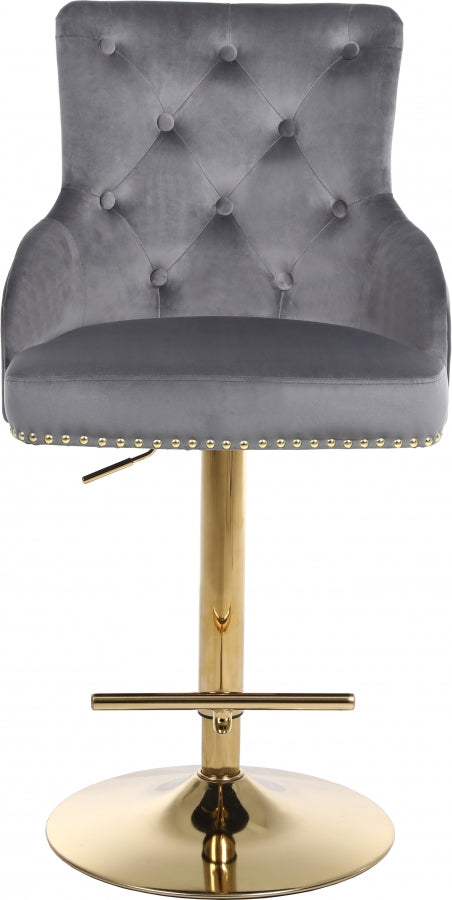 Claude Grey/Gold Velvet Adjustable Bar | Counter Stool from Meridian - Luna Furniture