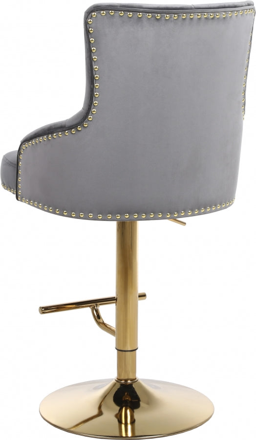 Claude Grey/Gold Velvet Adjustable Bar | Counter Stool from Meridian - Luna Furniture