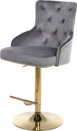 Claude Grey/Gold Velvet Adjustable Bar | Counter Stool from Meridian - Luna Furniture