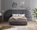 Cleo Grey Velvet Queen Bed from Meridian - Luna Furniture