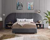 Cleo Grey Velvet Queen Bed from Meridian - Luna Furniture