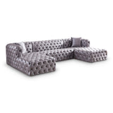 Coco Grey Velvet 3pc. Sectional from Meridian - Luna Furniture