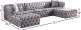 Coco Grey Velvet 3pc. Sectional from Meridian - Luna Furniture