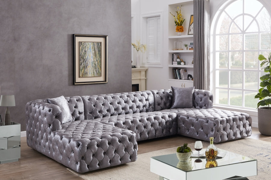 Coco Grey Velvet 3pc. Sectional from Meridian - Luna Furniture