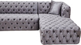 Coco Grey Velvet 3pc. Sectional from Meridian - Luna Furniture