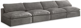 Cozy Grey Velvet Modular Fiber Filled Cloud-Like Comfort Overstuffed 156" Armless Sofa from Meridian - Luna Furniture