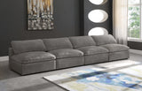 Cozy Grey Velvet Modular Fiber Filled Cloud-Like Comfort Overstuffed 156" Armless Sofa from Meridian - Luna Furniture