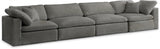 Cozy Grey Velvet Modular Fiber Filled Cloud-Like Comfort Overstuffed 158" Sofa from Meridian - Luna Furniture