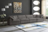 Cozy Grey Velvet Modular Fiber Filled Cloud-Like Comfort Overstuffed 158" Sofa from Meridian - Luna Furniture