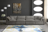 Cozy Grey Velvet Modular Fiber Filled Cloud-Like Comfort Overstuffed 158" Sofa from Meridian - Luna Furniture