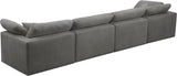 Cozy Grey Velvet Modular Fiber Filled Cloud-Like Comfort Overstuffed 158" Sofa from Meridian - Luna Furniture