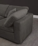 Cozy Grey Velvet Modular Fiber Filled Cloud-Like Comfort Overstuffed 158" Sofa from Meridian - Luna Furniture