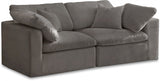 Cozy Grey Velvet Modular Fiber Filled Cloud-Like Comfort Overstuffed 80" Loveseat from Meridian - Luna Furniture