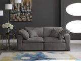 Cozy Grey Velvet Modular Fiber Filled Cloud-Like Comfort Overstuffed 80" Loveseat from Meridian - Luna Furniture