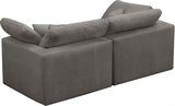 Cozy Grey Velvet Modular Fiber Filled Cloud-Like Comfort Overstuffed 80" Loveseat from Meridian - Luna Furniture