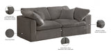 Cozy Grey Velvet Modular Fiber Filled Cloud-Like Comfort Overstuffed 80" Loveseat from Meridian - Luna Furniture