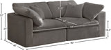 Cozy Grey Velvet Modular Fiber Filled Cloud-Like Comfort Overstuffed 80" Loveseat from Meridian - Luna Furniture