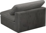 Cozy Grey Velvet Modular Fiber Filled Cloud-Like Comfort Overstuffed Armless Chair from Meridian - Luna Furniture