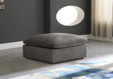 Cozy Grey Velvet Modular Fiber Filled Cloud-Like Comfort Overstuffed Ottoman from Meridian - Luna Furniture