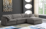 Cozy Grey Velvet Modular Fiber Filled Cloud-Like Comfort Overstuffed Reversible Sectional from Meridian - Luna Furniture