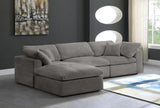 Cozy Grey Velvet Modular Fiber Filled Cloud-Like Comfort Overstuffed Reversible Sectional from Meridian - Luna Furniture