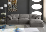 Cozy Grey Velvet Modular Fiber Filled Cloud-Like Comfort Overstuffed Reversible Sectional from Meridian - Luna Furniture