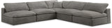 Cozy Grey Velvet Modular Fiber Filled Cloud-Like Comfort Overstuffed Reversible Sectional from Meridian - Luna Furniture