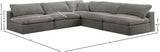 Cozy Grey Velvet Modular Fiber Filled Cloud-Like Comfort Overstuffed Reversible Sectional from Meridian - Luna Furniture