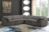 Cozy Grey Velvet Modular Fiber Filled Cloud-Like Comfort Overstuffed Reversible Sectional from Meridian - Luna Furniture