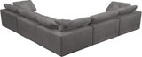 Cozy Grey Velvet Modular Fiber Filled Cloud-Like Comfort Overstuffed Reversible Sectional from Meridian - Luna Furniture